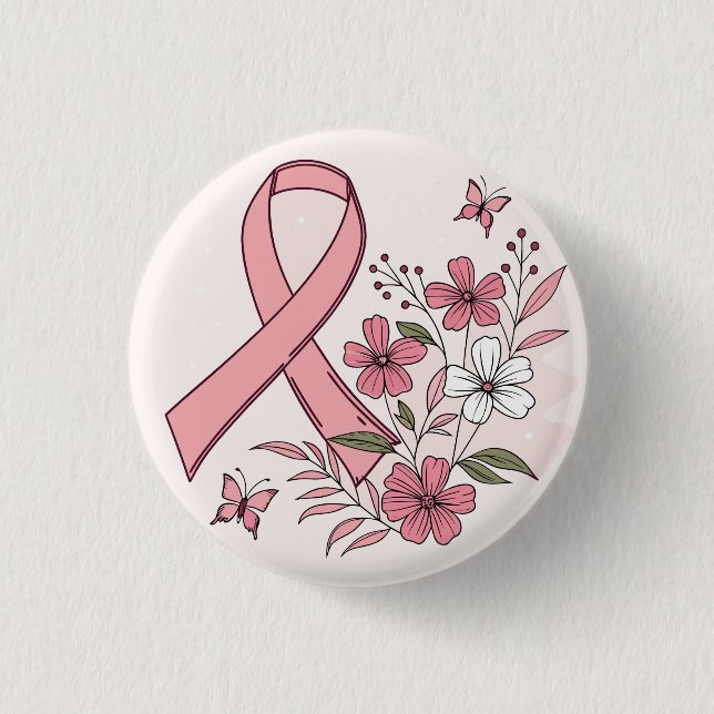Breast Cancer Awareness Ribbon Button (Front)