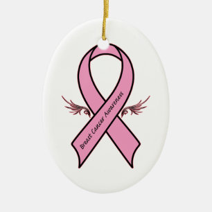 Breast Cancer Awareness Ribbon Ceramic Ornament