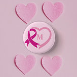 Breast Cancer Awareness Ribbon Custom Monogram 1 Inch Round Button<br><div class="desc">The pink ribbon has become the universal symbol of breast cancer,  raising awareness,  support and bringing together women in solidarity.</div>