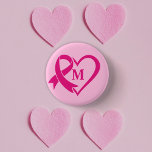Breast Cancer Awareness Ribbon Custom Monogram  1 Inch Round Button<br><div class="desc">The pink ribbon has become the universal symbol of breast cancer,  raising awareness,  support and bringing together women in solidarity.</div>