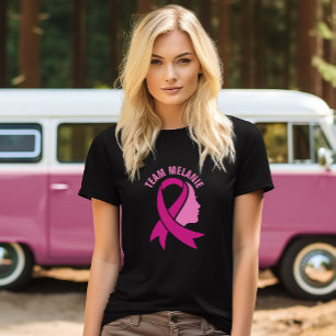 Breast Cancer Awareness Ribbon Custom Name Text T-Shirt