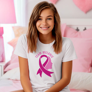 Breast Cancer Awareness Ribbon Custom Name Text T- T-Shirt