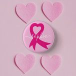 Breast Cancer Awareness Ribbon Custom Text or Name 1 Inch Round Button<br><div class="desc">The pink ribbon has become the universal symbol of breast cancer,  raising awareness,  support and bringing together women in solidarity.</div>