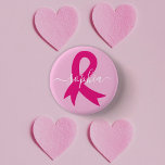 Breast Cancer Awareness Ribbon Custom Text or Name 1 Inch Round Button<br><div class="desc">The pink ribbon has become the universal symbol of breast cancer,  raising awareness,  support and bringing together women in solidarity.</div>
