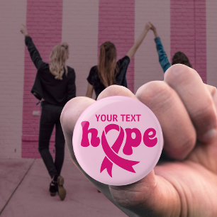 Breast Cancer Awareness Ribbon Custom Text or Name 1 Inch Round Button