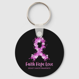Breast Cancer Awareness - Ribbon Flower Pink Keychain