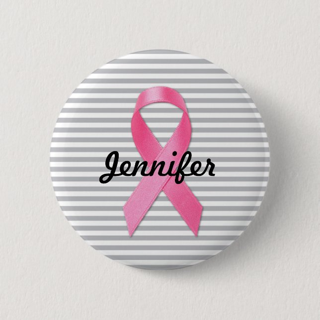 Breast Cancer Awareness Ribbon Personalized 2 Inch Round Button (Front)