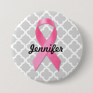 Breast Cancer Awareness Ribbon Personalized 3 Inch Round Button