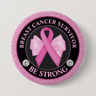 Breast Cancer Awareness Ribbon Survivor 3 Inch Round Button