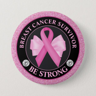Breast Cancer Awareness Ribbon Survivor 3 Inch Round Button