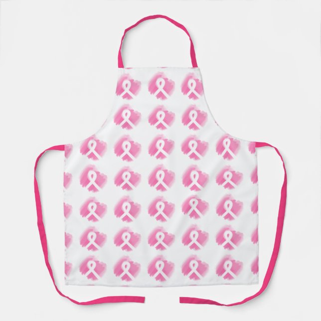 Breast Cancer Awareness Ribbon Watercolor  Apron (Front)