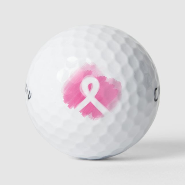 Breast Cancer Awareness Ribbon Watercolor  Golf Balls (Front)