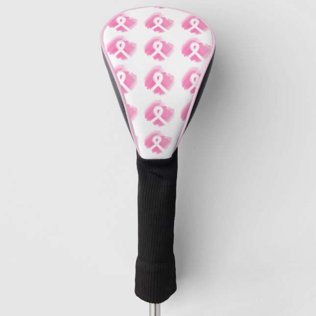 Breast Cancer Awareness Ribbon Watercolor  Golf Head Cover (Front)