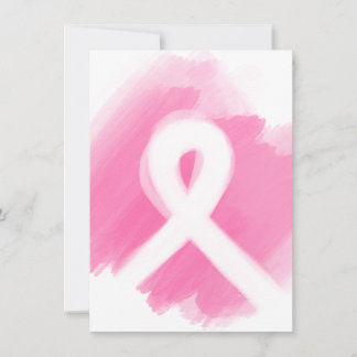 Breast Cancer Awareness Ribbon Watercolor Invitation