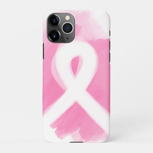 Breast Cancer Awareness Ribbon Watercolor  iPhone Case (Back)