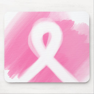 Breast Cancer Awareness Ribbon Watercolor Mouse Pad