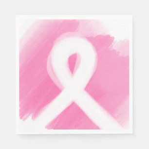 Breast Cancer Awareness Ribbon Watercolor Napkin