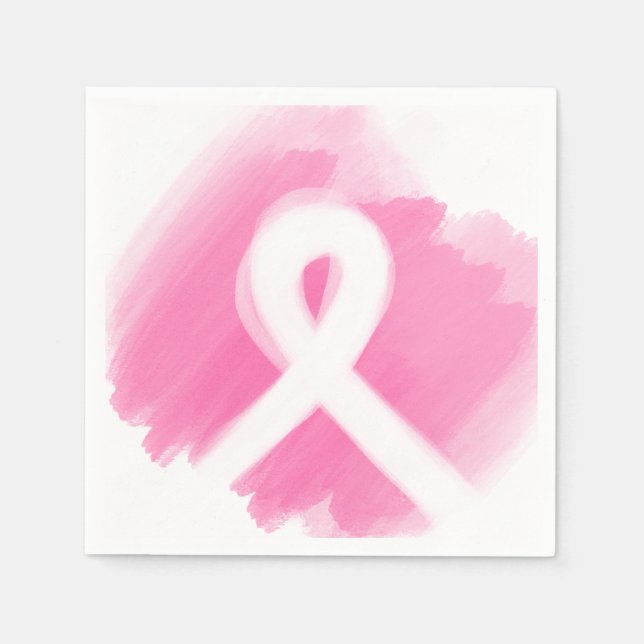 Breast Cancer Awareness Ribbon Watercolor  Napkin (Front)