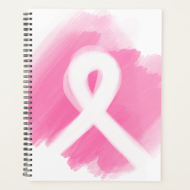Breast Cancer Awareness Ribbon Watercolor Planner (Front)