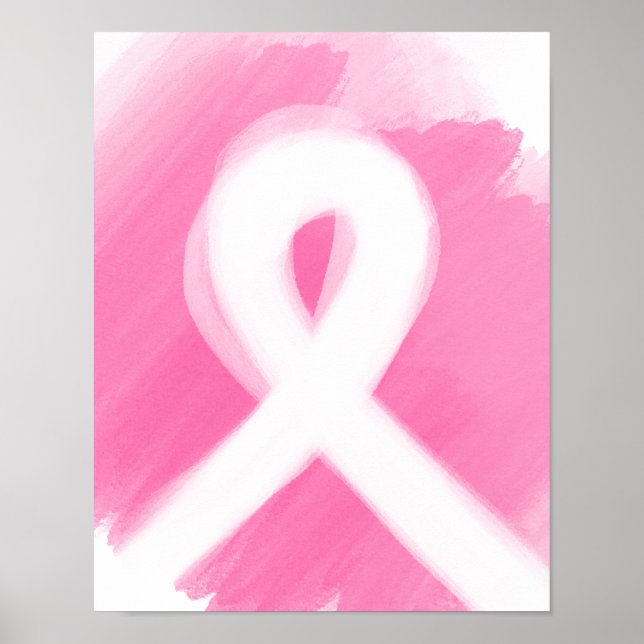 Breast Cancer Awareness Ribbon Watercolor Poster (Front)