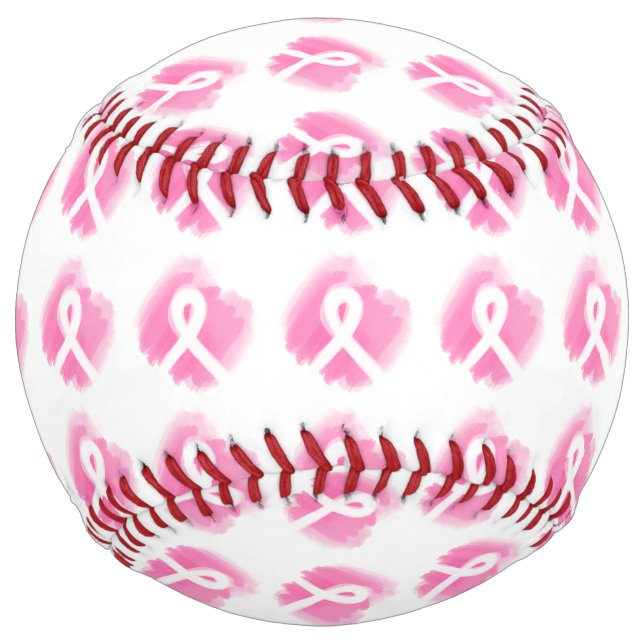 Breast Cancer Awareness Ribbon Watercolor Softball (Front)