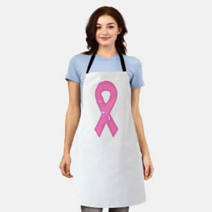 Breast Cancer Awareness Ribbon With Flower Apron