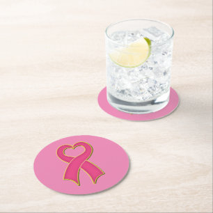 Breast Cancer Awareness Round Paper Coaster
