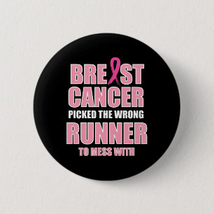 Breast Cancer Awareness Runner And Running  2 Inch Round Button