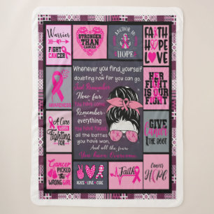 Breast Cancer Awareness Sherpa Blanket, Pink Ribbo Blanket