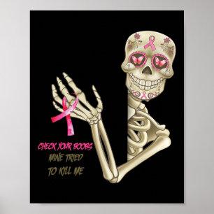 Breast Cancer Awareness Skeleton Check Your Breast Poster