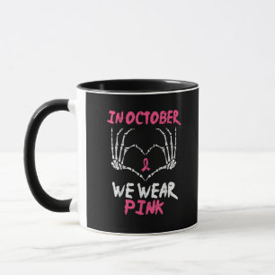Breast Cancer Awareness Skeleton Heart Women Mug