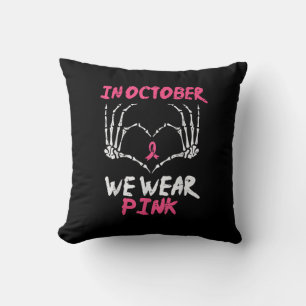 Breast Cancer Awareness Skeleton Heart Women Throw Pillow