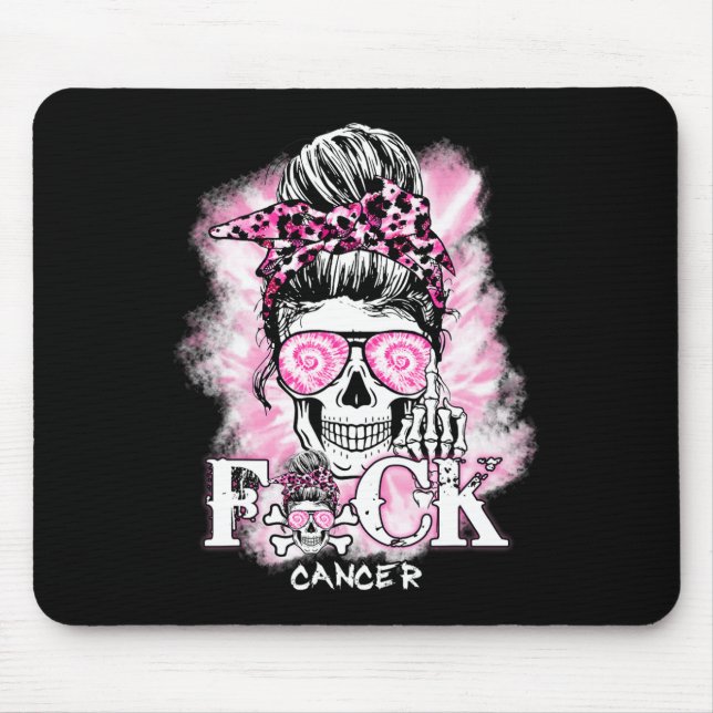 Breast Cancer Awareness Skull F Ck Cancer Pink Rib Mouse Pad (Front)