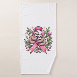 Breast Cancer Awareness Sloth Ribbon Tee T-Shirt Bath Towel