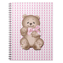 Breast Cancer Awareness Spiral Notebook Teddy Bear