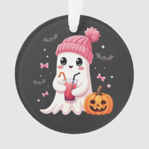 Breast Cancer Awareness Spooky Ghost Halloween Ornament