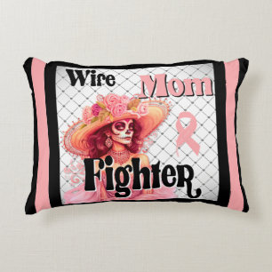 Breast Cancer Awareness Sugar Skull Accent Pillow