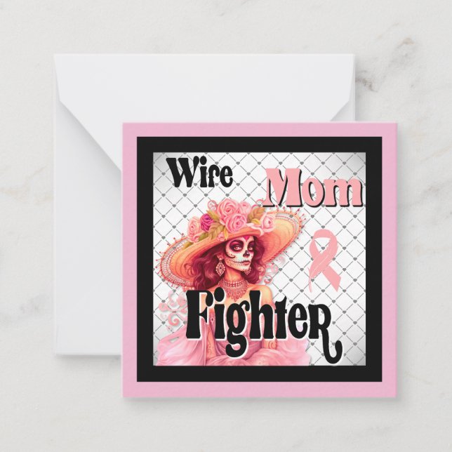 Breast Cancer Awareness Sugar Skull  Card (Front)