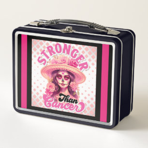 Breast Cancer Awareness Sugar Skull Metal Lunch Box