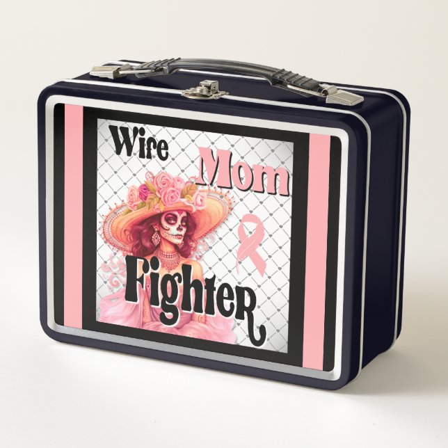 Breast Cancer Awareness Sugar Skull Metal Lunch Box (Front)