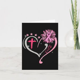 Breast Cancer Awareness Sunflower Faith Heart Pink Card