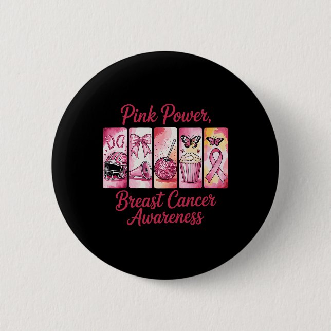 Breast Cancer Awareness Support Design October  2 Inch Round Button (Front)