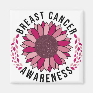Breast Cancer Awareness Support Pink Flower Magnet