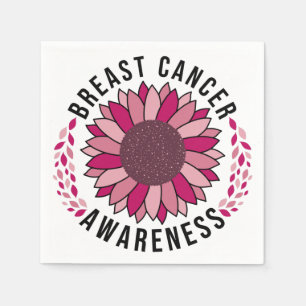 Breast Cancer Awareness Support Pink Flower Napkin