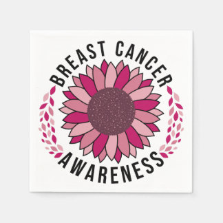 Breast Cancer Awareness Support Pink Flower Napkin