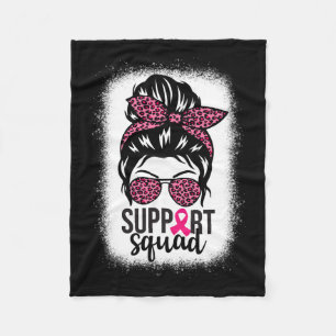 Breast Cancer Awareness Support-squad Messy Bun Wa Fleece Blanket