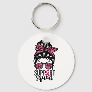 Breast Cancer Awareness Support-squad Messy Bun Wa Keychain