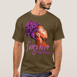 Breast Cancer Awareness Survivor Pink ribbon Black T-Shirt