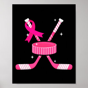 Breast Cancer Awareness Survivors Ice Hockey Pink Poster