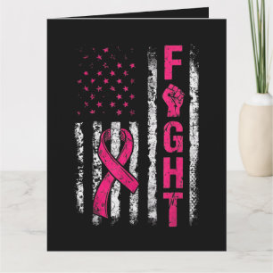 Breast Cancer Awareness USA Flag Card